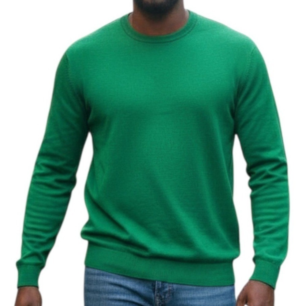 MP Massimo Piombo Men XXL Pima Cotton Knit Sweater Crew Neck Green Pullover NWT